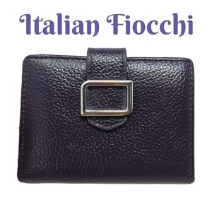 Vintage Italian Fiocchi Women Wallet Deep Purple Leather Fit In Hand Snap Close